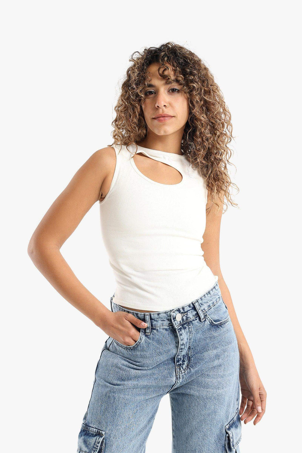 Ribbed Front Cut Out Top - Carina - كارينا