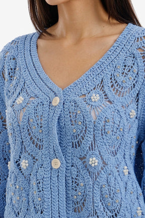 Pearl-Embellished Beach Kimono