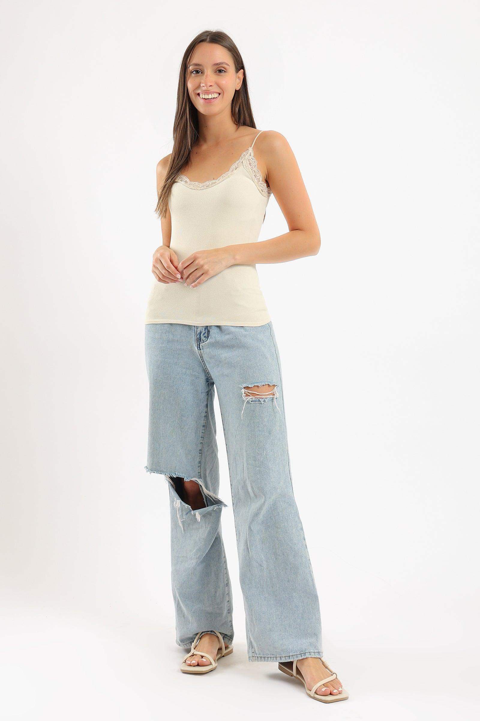 Plunge Round Neck Top - Carina - كارينا