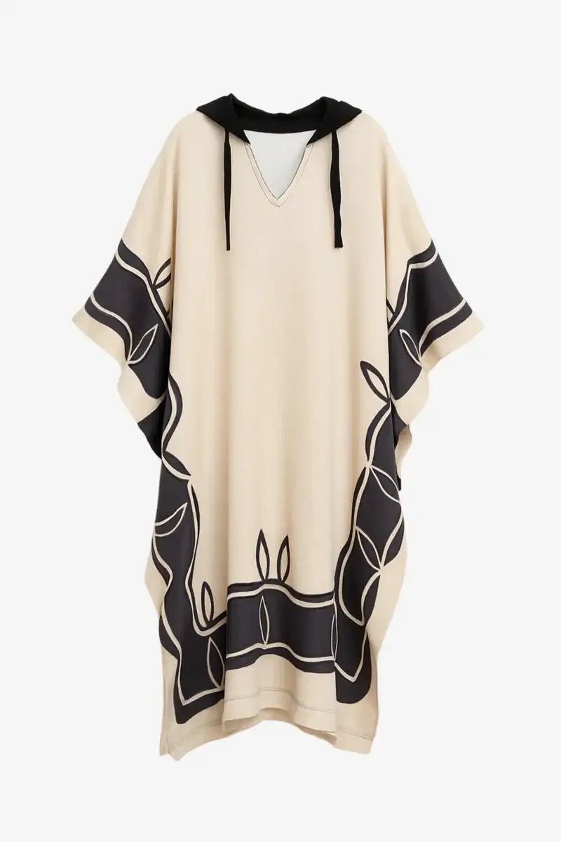 Chic Printed Hooded Abaya