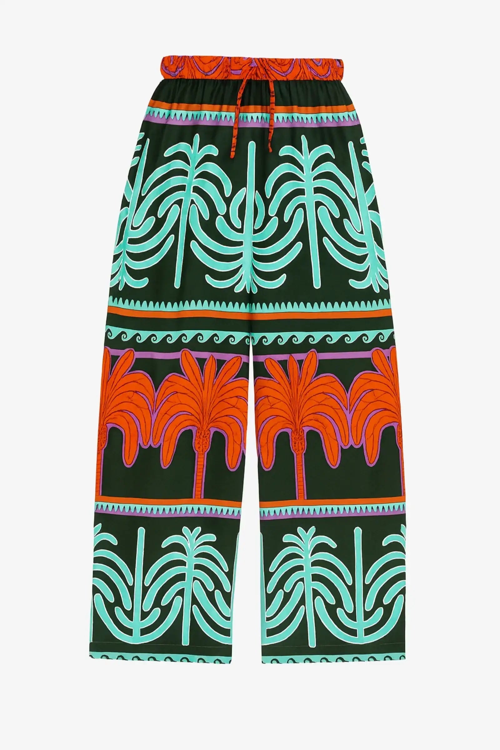 Colored Palm Print Pants