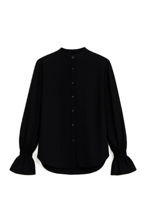 Black Vintage Ruffle Blouse