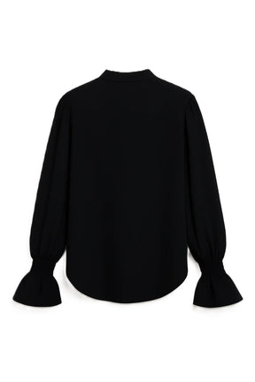 Black Vintage Ruffle Blouse