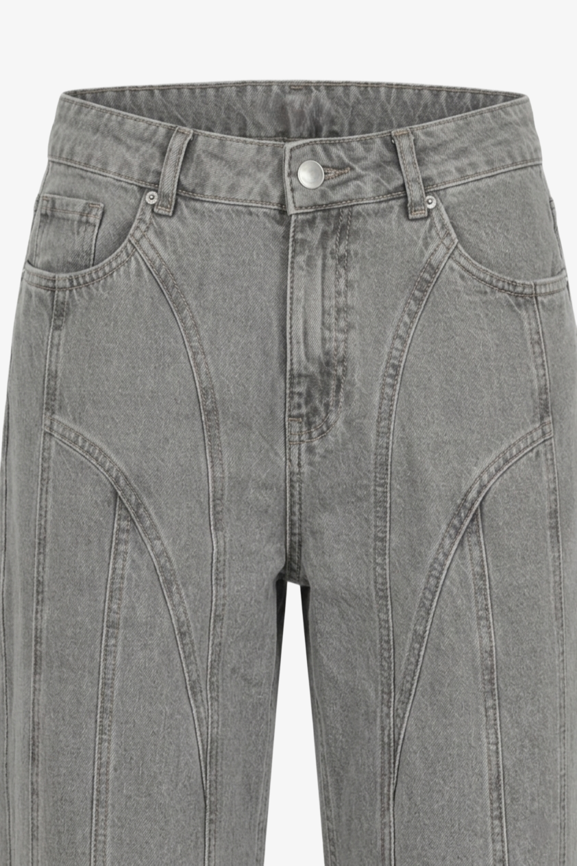 Seam-Detail Denim Pants
