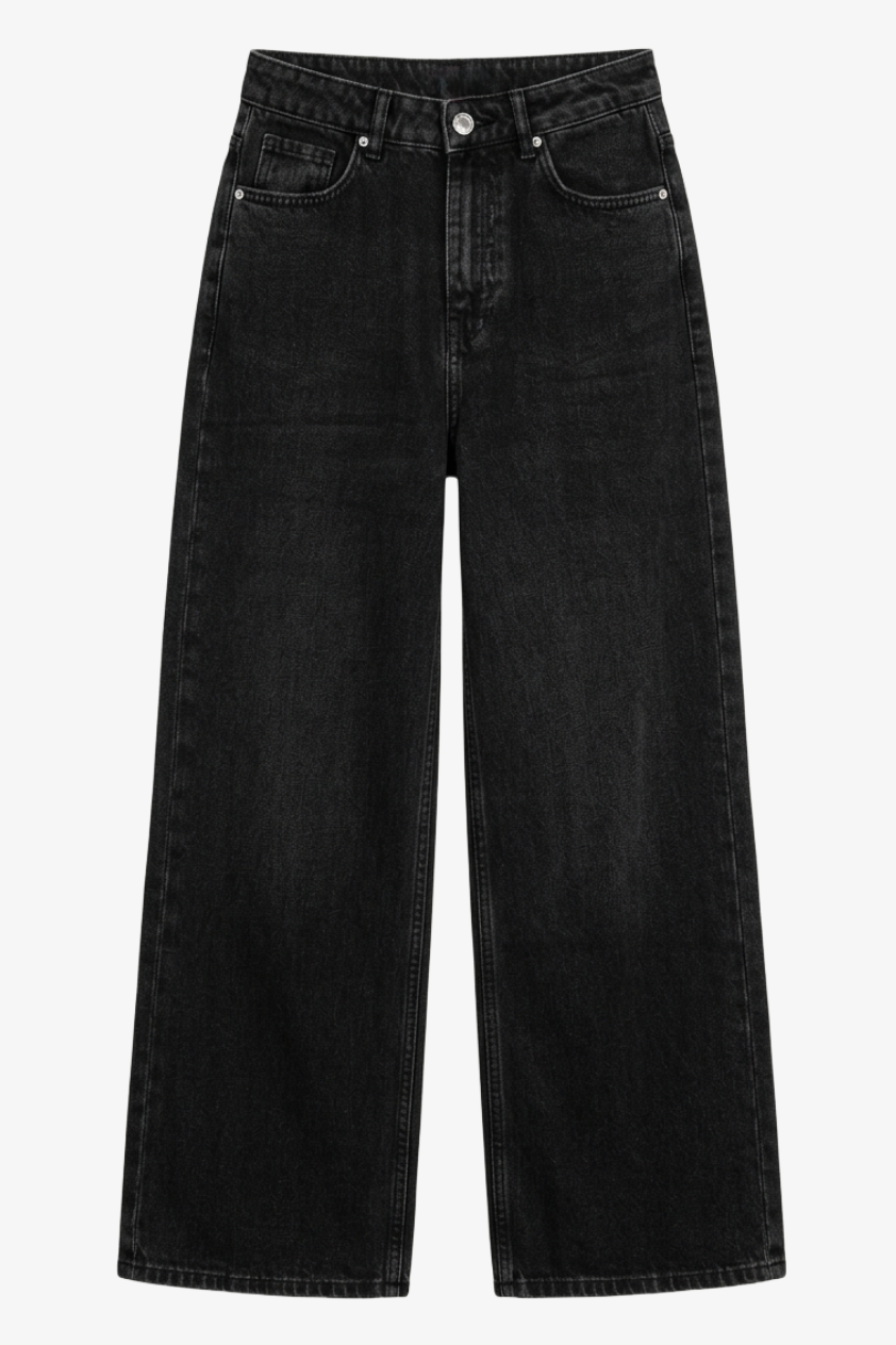 Wide-Leg Denim Pants
