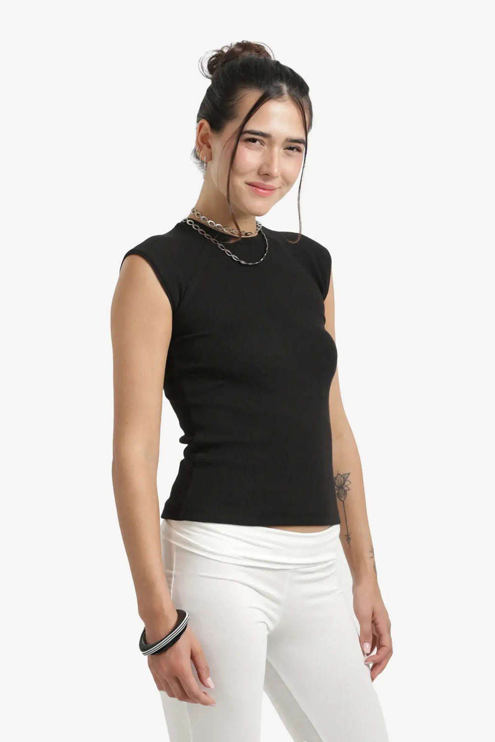 Ribbed Cap Sleeves Top