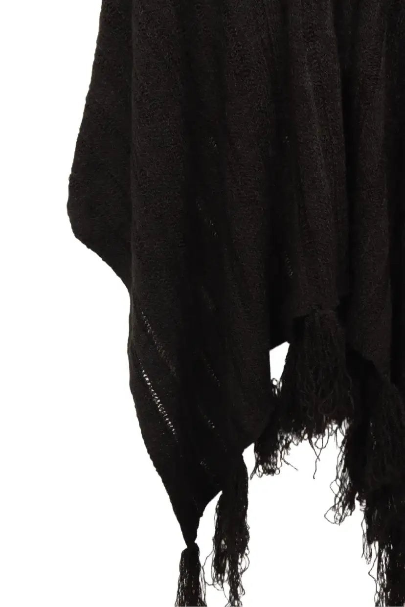 Poncho with Fringe Details