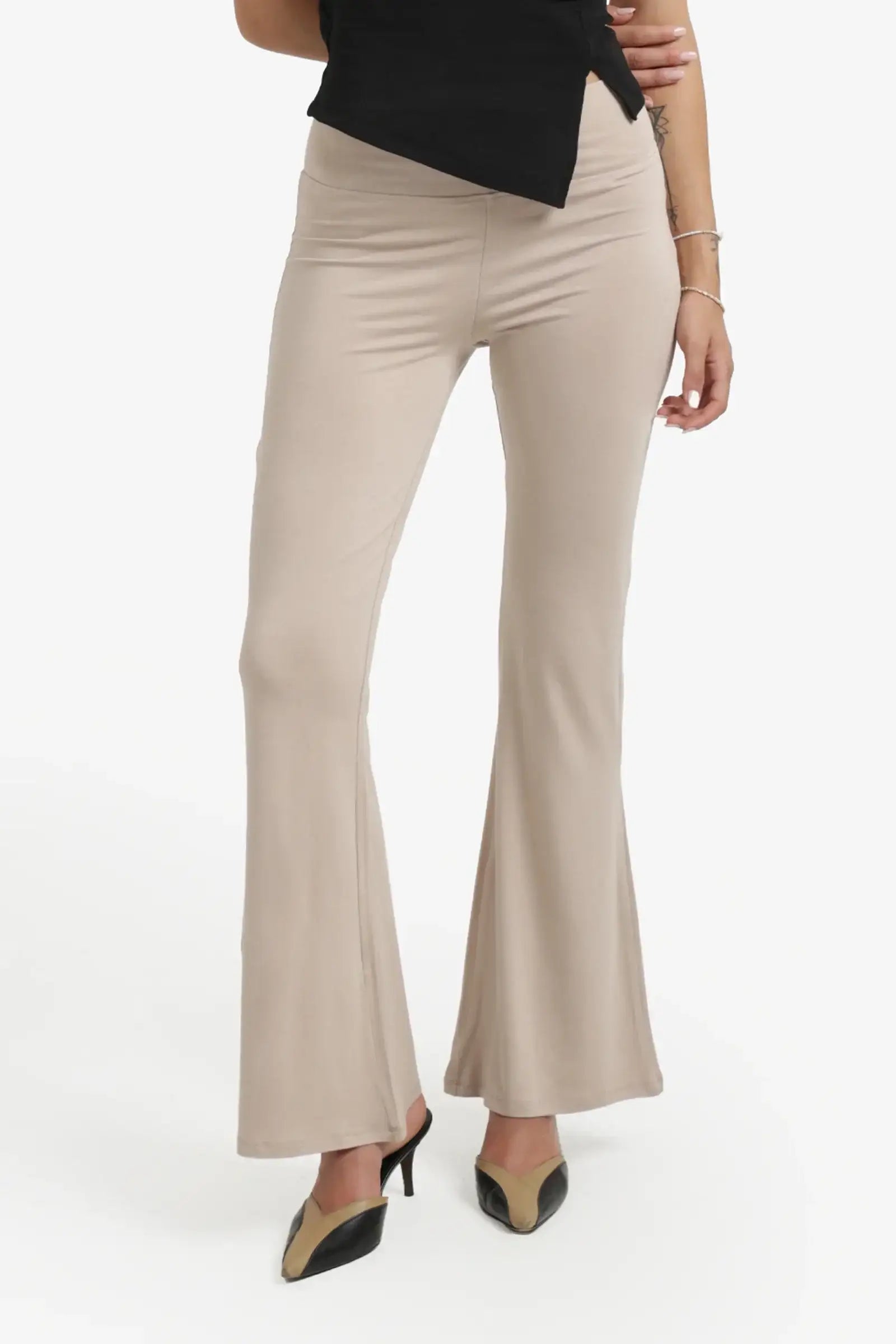 Elastic Waist Flare Pants