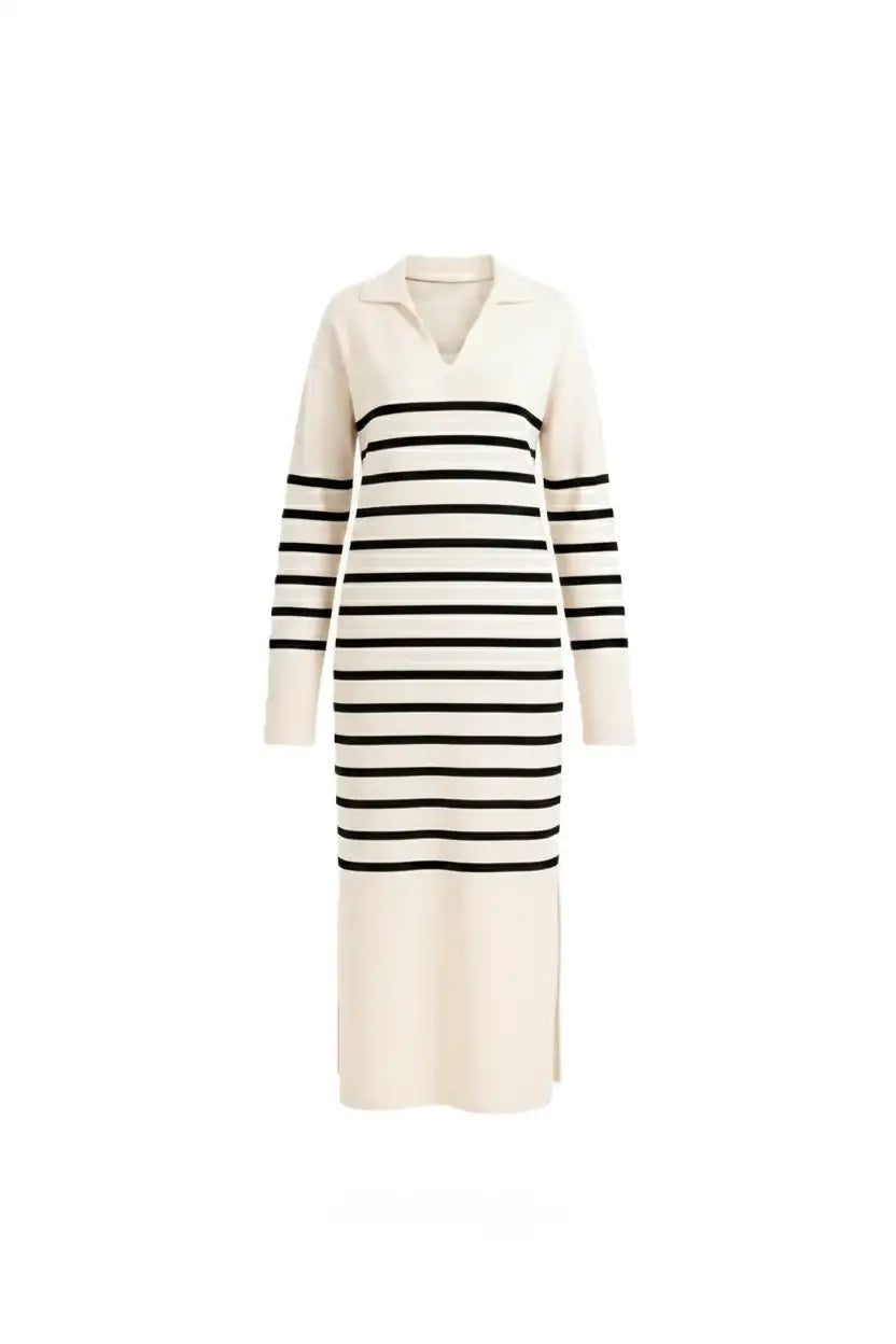 Striped Knit Midi Dress