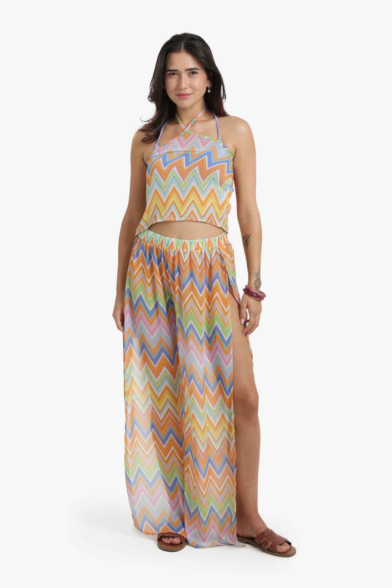 Chevron Print Sheer Beach Pants