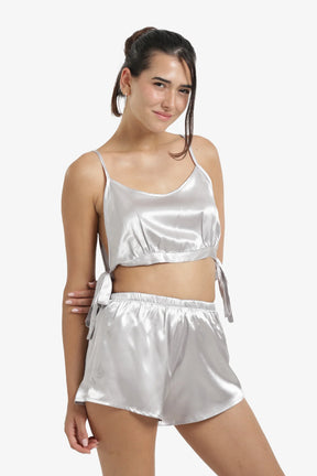 Cropped Silver Pyjama Set