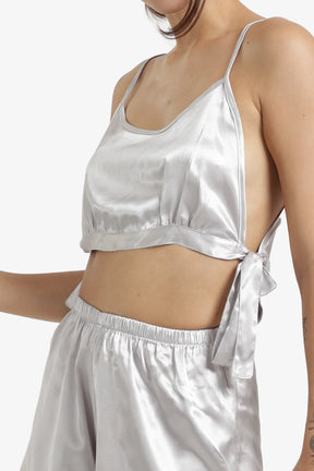 Cropped Silver Pyjama Set