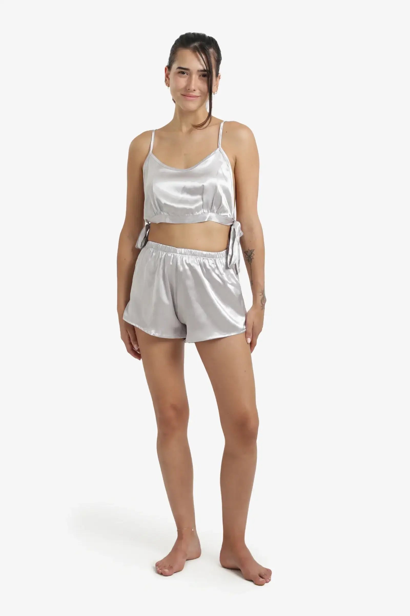 Cropped Silver Pyjama Set