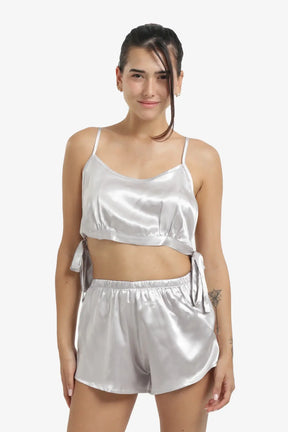 Cropped Silver Pyjama Set