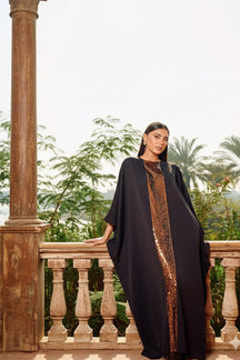 Shimmering Neckline Abaya