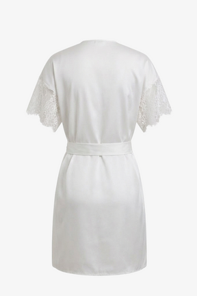 Lace-Sleeve Satin Robe