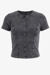 Stitched Panel Cropped Top