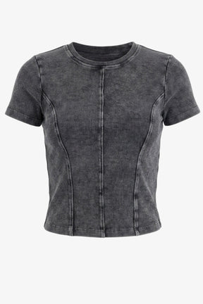 Stitched Panel Cropped Top