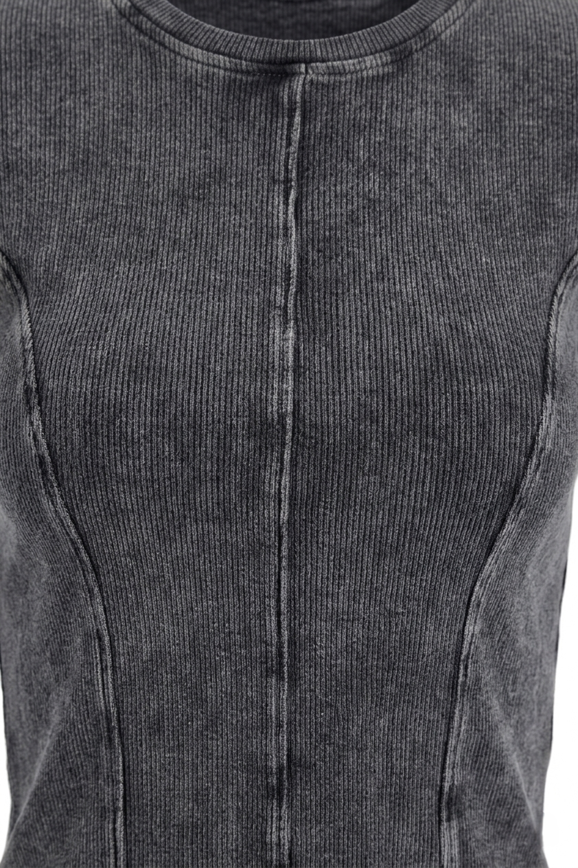 Stitched Panel Cropped Top