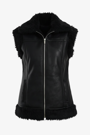 Faux Leather & Fur Vest