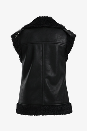 Faux Leather & Fur Vest