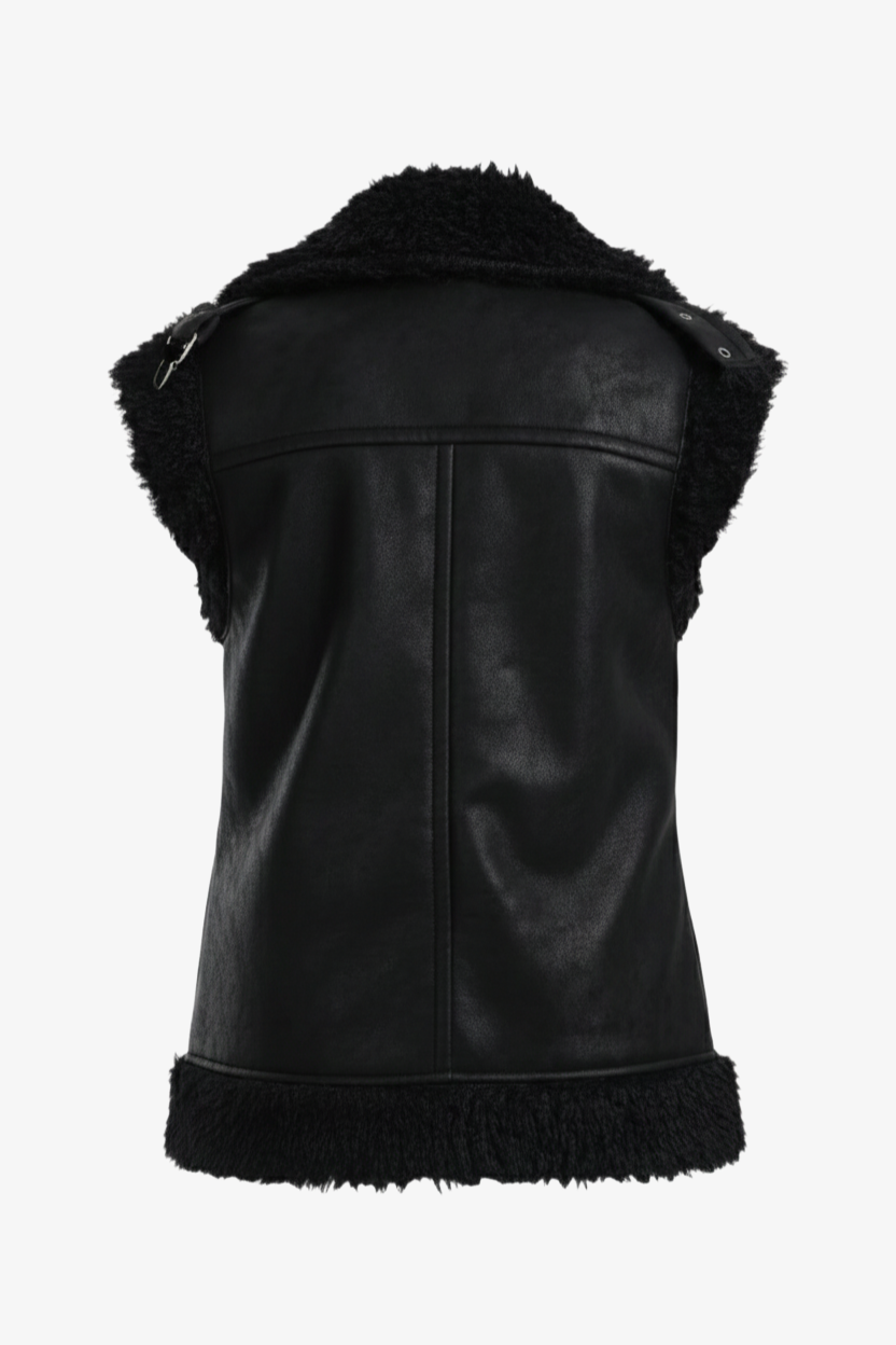 Faux Leather & Fur Vest
