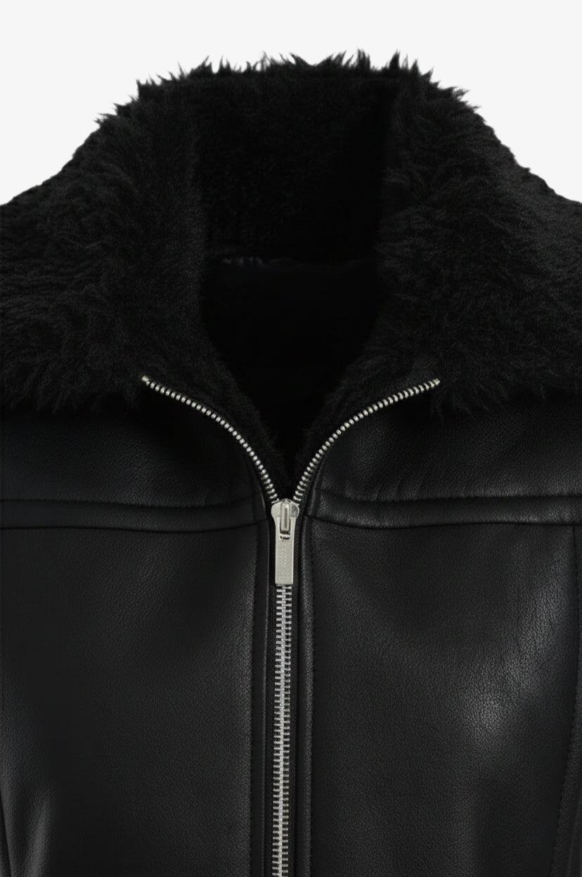 Faux Leather & Fur Vest