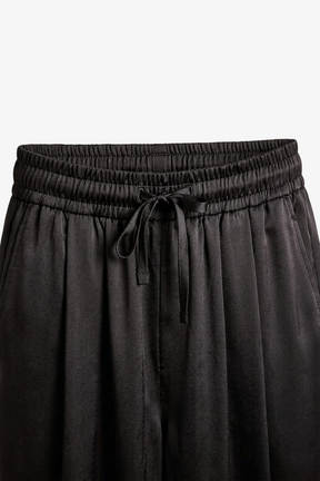 Wide-Leg Satin Pants
