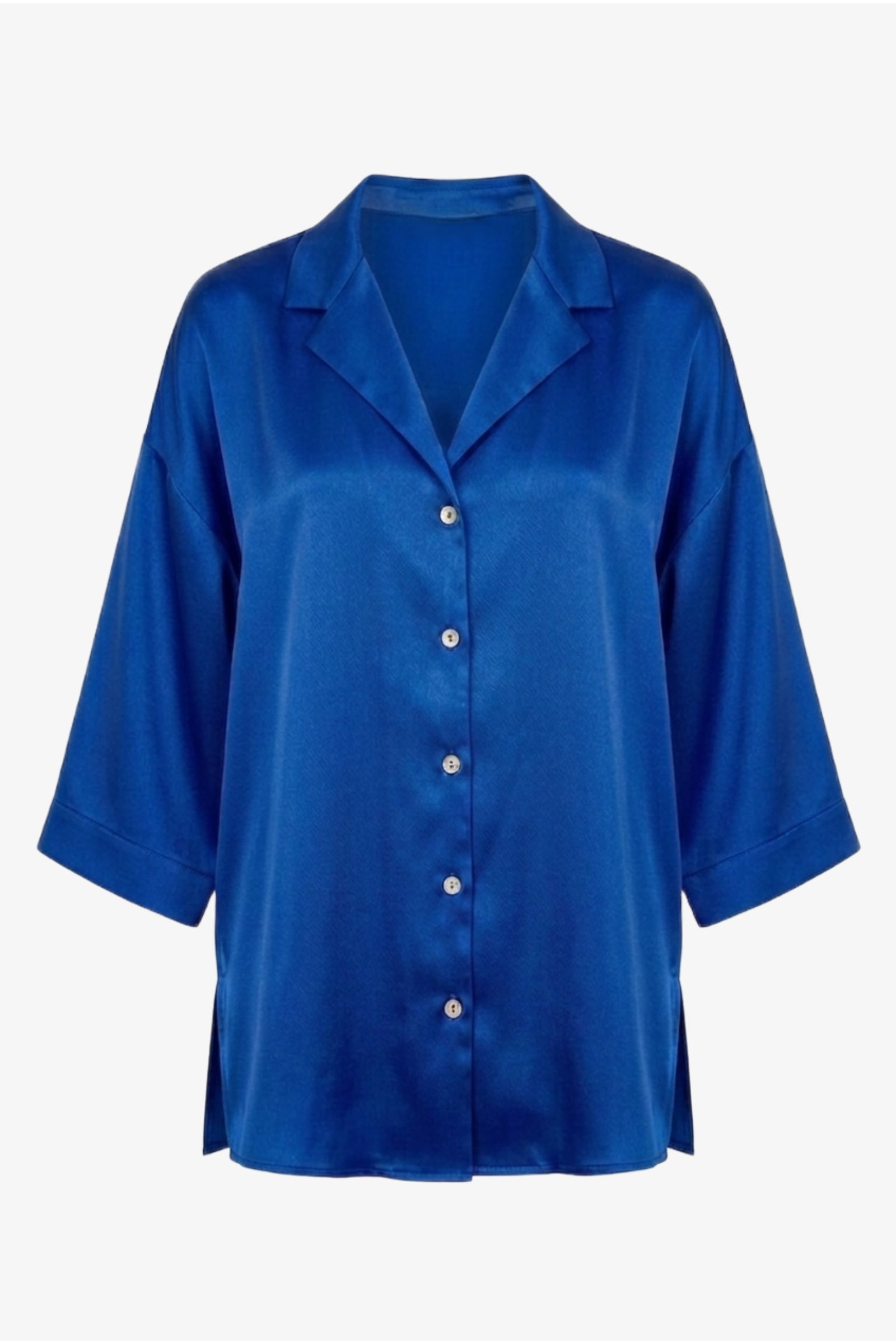 Contrast-Button Satin Set
