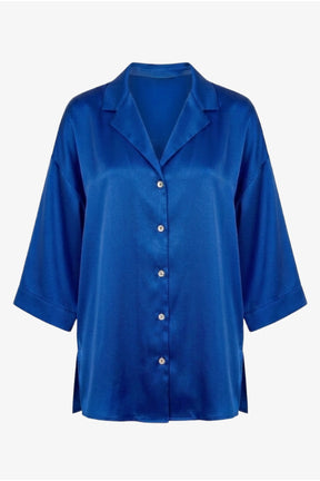 Contrast-Button Satin Set
