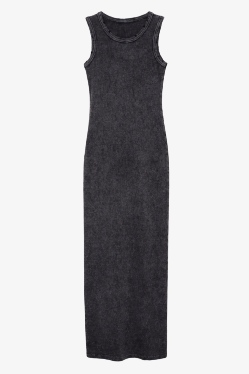 Ribbed Washed Midi Dress