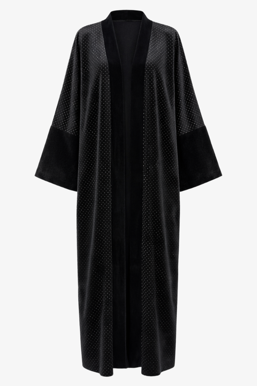 Embellished Velvet Maxi Kimono
