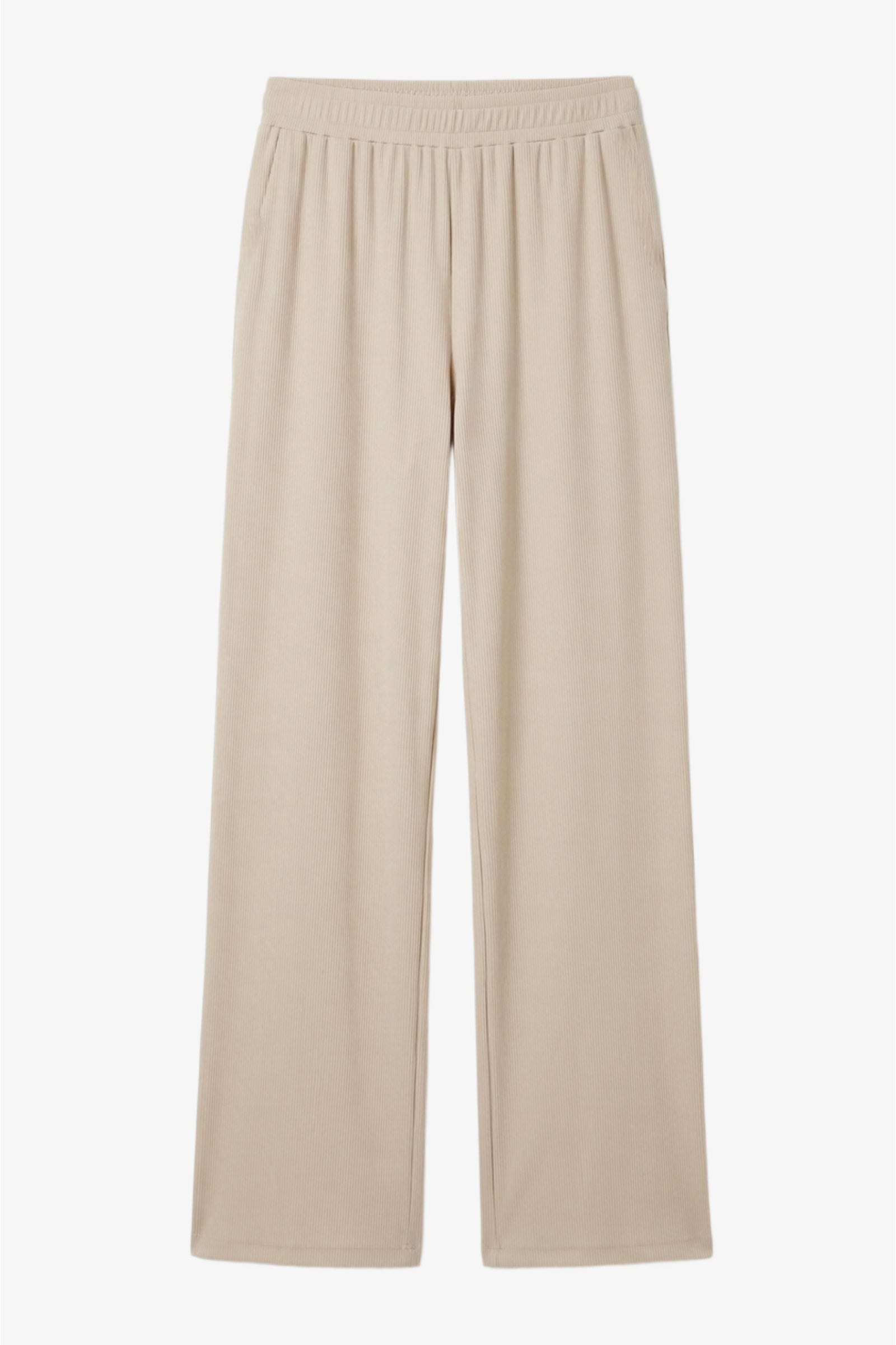 Elastic-Waist Ribbed Pants
