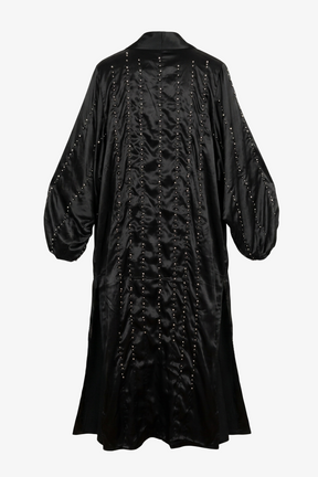 Pearl-Embellished Flowy Kimono