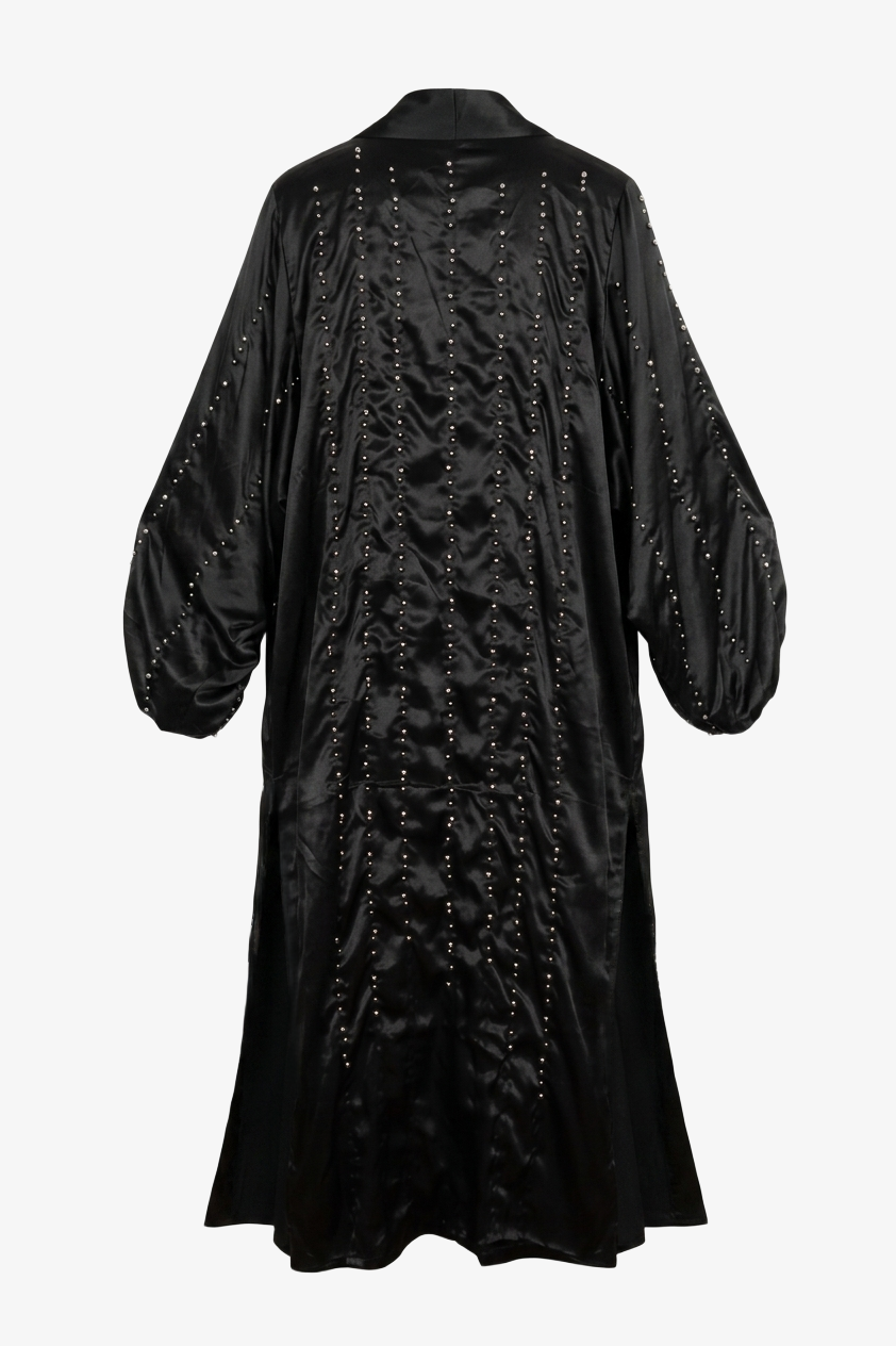 Pearl-Embellished Flowy Kimono