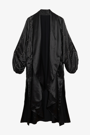 Pearl-Embellished Flowy Kimono