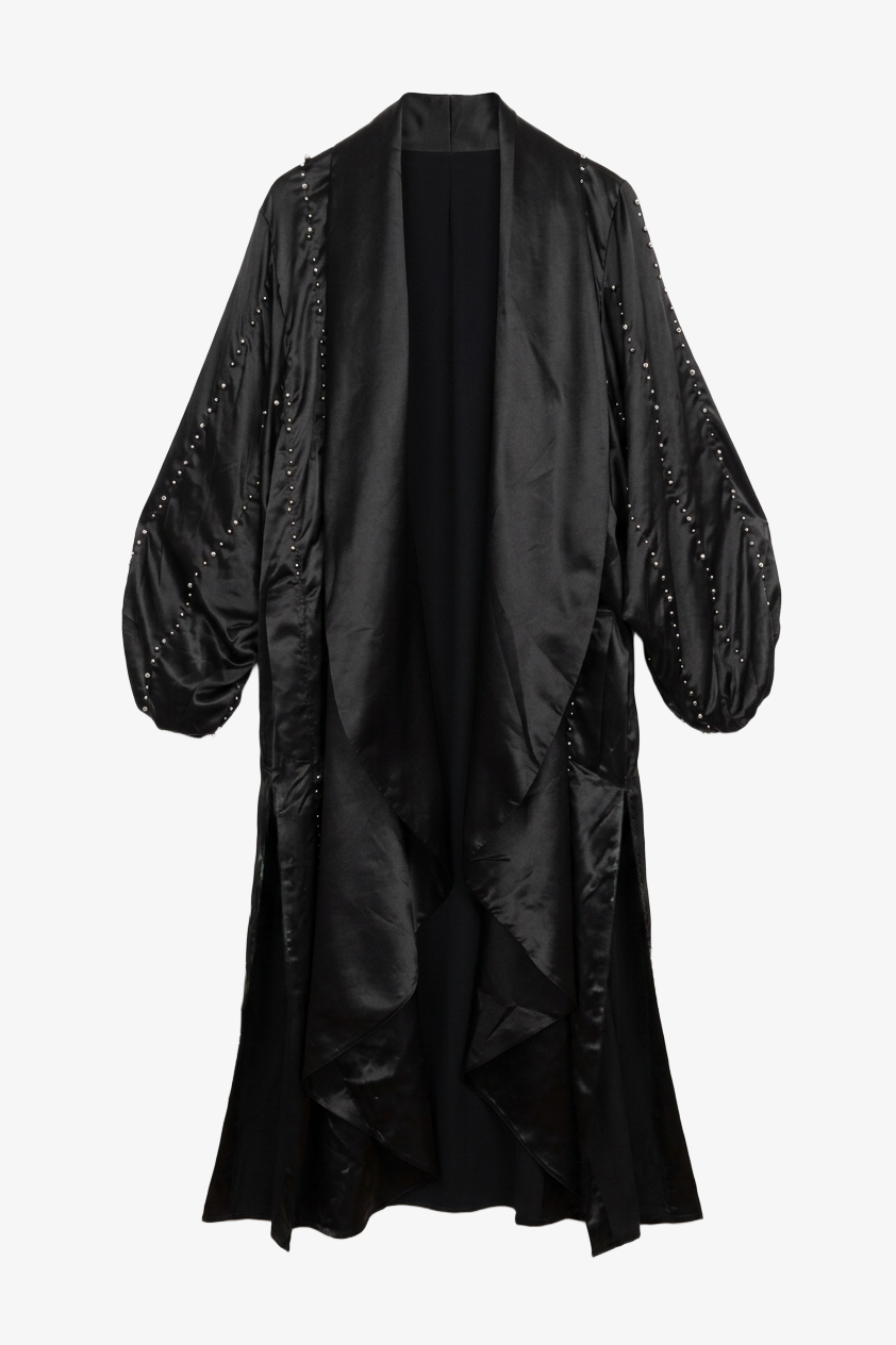Pearl-Embellished Flowy Kimono
