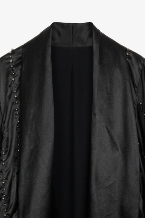 Pearl-Embellished Flowy Kimono
