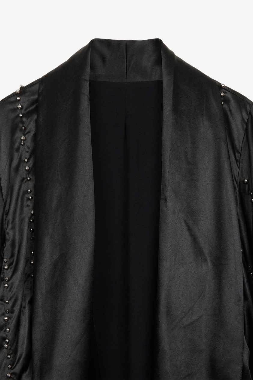 Pearl-Embellished Flowy Kimono
