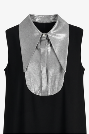 Contrast-Collar Maxi Dress