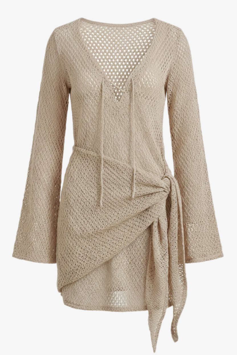 Perforated Pattern Beach Dress