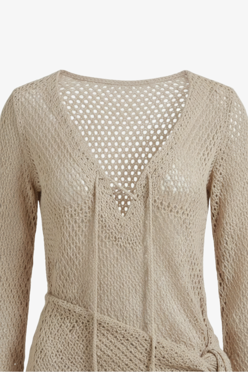 Perforated Pattern Beach Dress