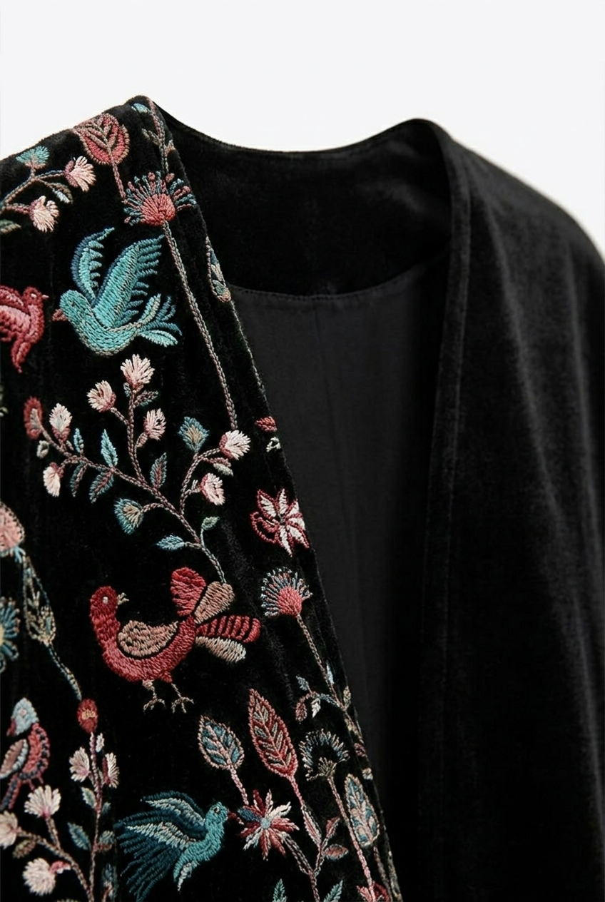 Side-Embroidered Poncho
