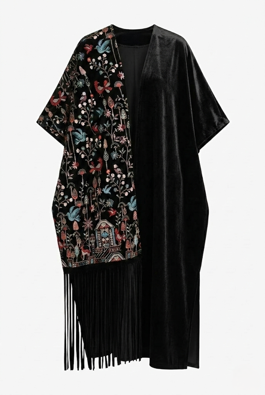 Side-Embroidered Poncho