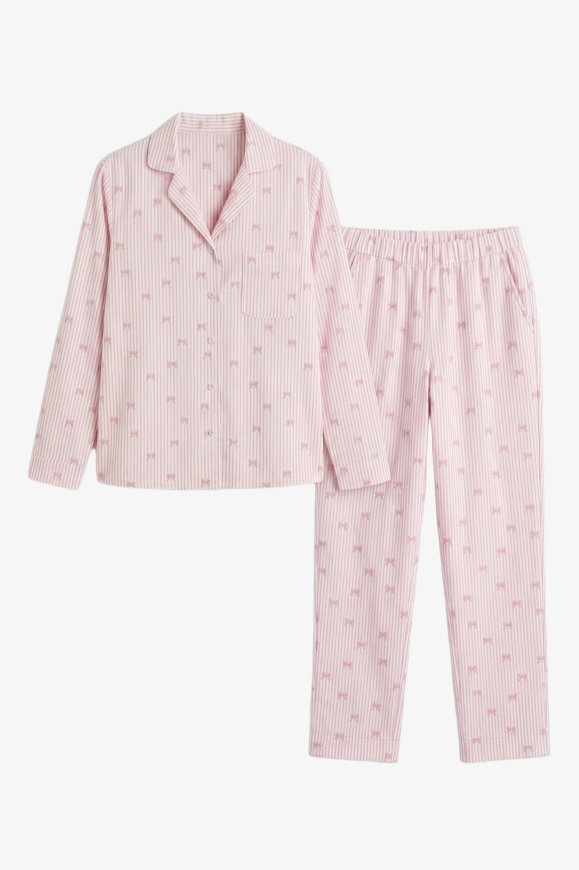 Striped Bow Pyjama Set