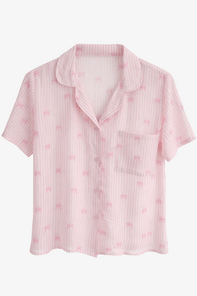 Bow Detail Striped Pyjama Set