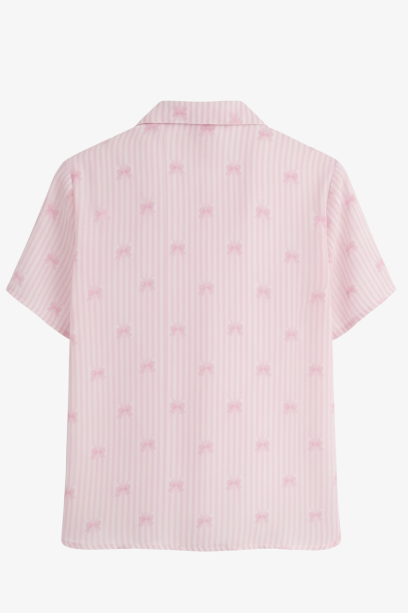 Bow Detail Striped Pyjama Set
