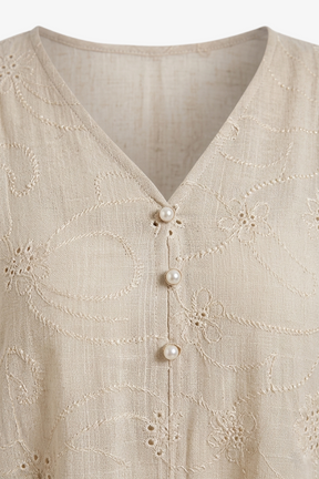 Pearl-Button Embroidered Poncho