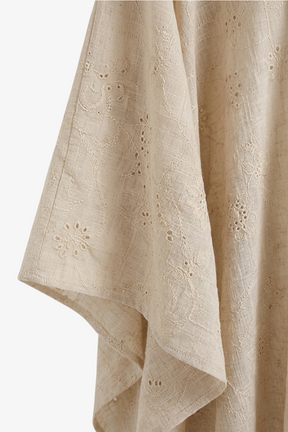 Pearl-Button Embroidered Poncho