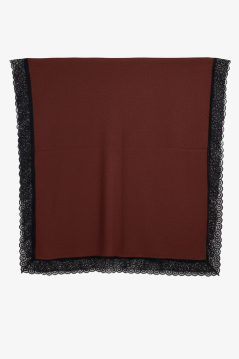 Contrast-Trim Knit Poncho